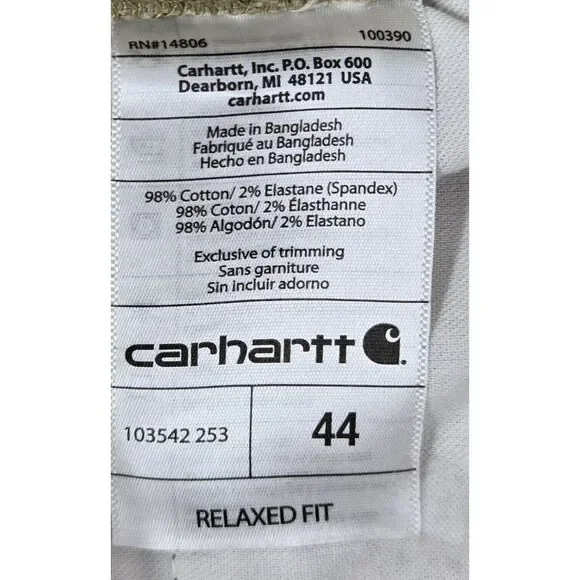 Carhartt Shorts Men's 44 Relaxed‎ Fit Duck Canvas Cargo Brown Workwear - Picture 8 of 9